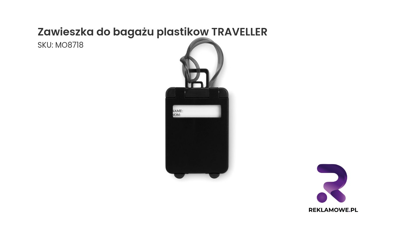 Zawieszka do bagażu, plastikow TRAVELLER Zawieszka do bagażu plastikowa TRAVELLER – identyfikator do walizki i torby podróżnej